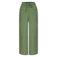 thumbnail image 1 of ameIAEA Women's Wide Leg Work Pants High Elastic Waist Drawstring Pants Trousers with Pockets, 1 of 3