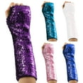 thumbnail image 5 of Moocorvic Long Fingerless Sequins Gloves for Women, Arm Sleeves Party Costumes,11'',Blue, 5 of 5
