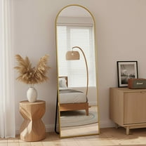 MAYEERTY 58x18in Aluminum Full-Length Mirror, Arch Shape Tempered Glass With Stand, Gold