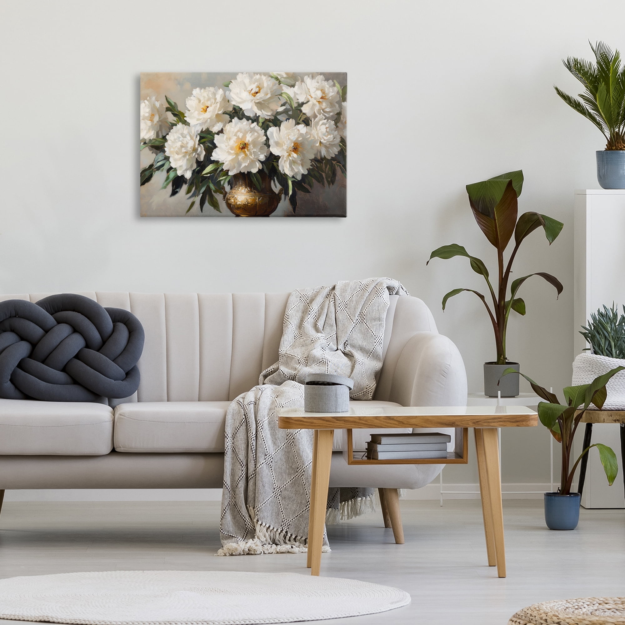 Stupell Industries Golden Vase with Peonies Canvas Wall Art, design by Petal Prints Design