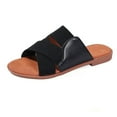 thumbnail image 6 of THDHVS Wide Sandals for Women,Sandals Women,Women's Fashion Casual Summer Solid Color Flat Open Toe Round Head Slippers Black 5.5, 6 of 6