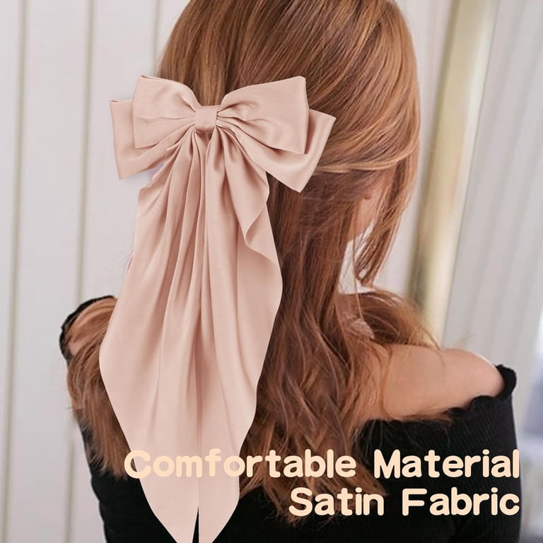 Hair Bows for Women, 6 PCS Silky Satin Hair Clips, Large Bow  display picture 1