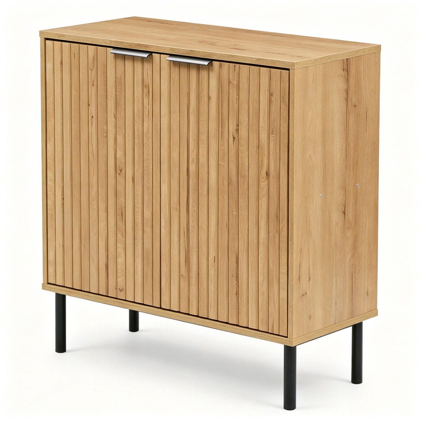 Egsiaanu Modern 2-Door Buffet Sideboard Cabinet Elevated Base Console Storage Cabinet with Adjustable Feet and Reinforced Hinges for Kitchen Coffee Bar Dining Area Oak
