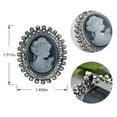 thumbnail image 4 of Vintage Antique Brooch Silver Tone Clear Crystal Rhinestones Grey Cameo Pin, 4 of 6