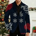 thumbnail image 5 of oelaio Mens Christmas Blazer Big and Tall Corduroy Suit Jacket Xmas Snowflake Print Long Sleeve 2 Button Business Office Jacket Holiday Party Blazers Navy XXXL, 5 of 8