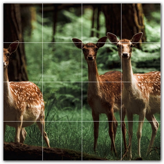 Picture-Tiles.com: Deer Ceramic Tile Wall Mural WAL500471-44XL. 48"W x 48"H using (16) 12" x 12" Ceramic Tiles-Satin Finish