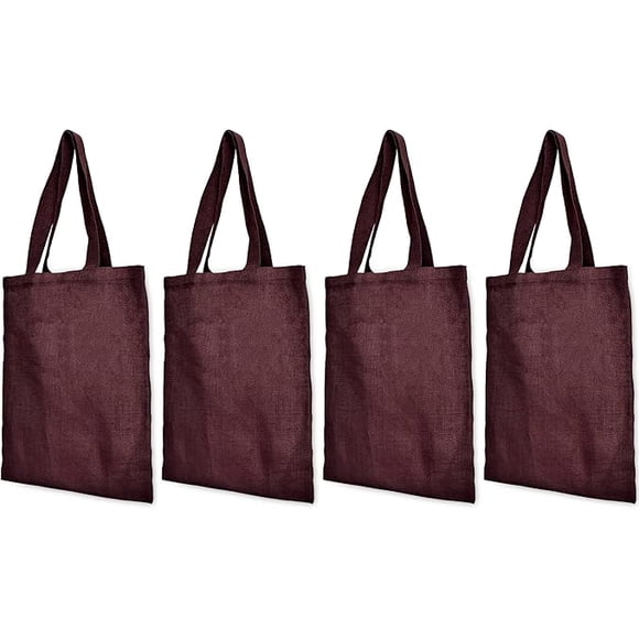 Deep Red Color Reusable Jute Bag with Handles – Unisex Holiday Gift, Christmas Shopping, Travel, or Daily Use Bag – Sustainable & Durable – 17″ x 15″- Jucobee