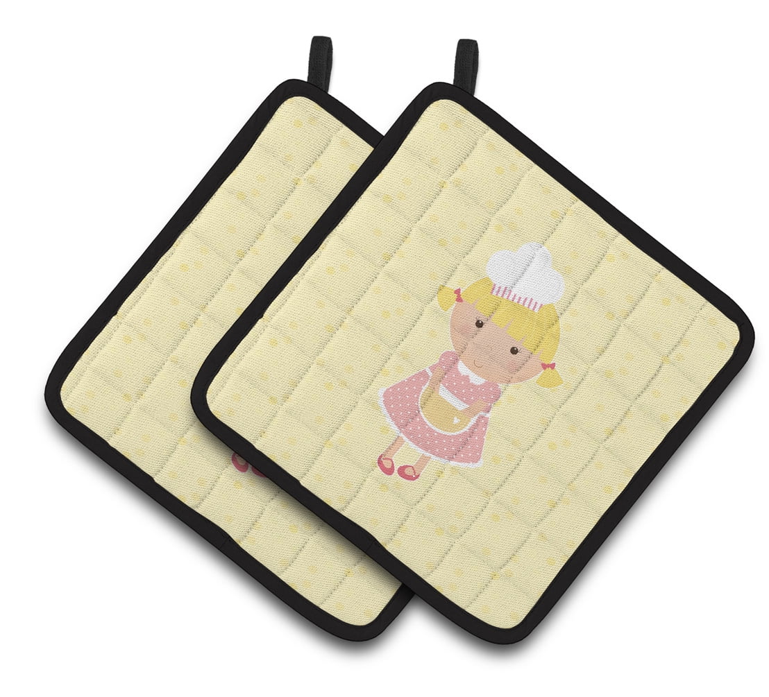 Multicolor 7.5HX7.5W Carolines Treasures BB7294PTHD Blonde Baker on Yellow Decorated pot holder Multicolor 7.5HX7.5W Carolines Treasures BB7294PTHD Blonde Baker on Yellow Decorated pot holder