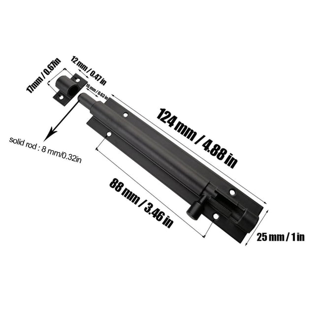 JJKBVCLO 5 Inch Barrel Lock Heavy Duty Slide Lock Sliding Lock Door Lock Slide Black