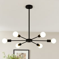 Ganeed Sputnik 6 Light Chandelier Black Mid Century Ceiling Light Fixture Modern Pendant Lighting for Kitchen Dining Room Living Room Bedroom