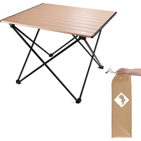 VILLEY Portable Camping Side Table, Ultralight Aluminum Folding Beach Table with Carry Bag for Outdoor Cooking, Picnic, Camp, Boat, Travel