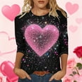 thumbnail image 2 of YUEHUA Cotton Tops for Women Trendy Lightweight O Neck Valentine's Day Candy Couple Love Heart Shirts Casual Valentines Short Sleeve Gift Tee Tops, 2 of 5