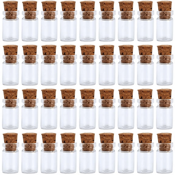 100Pcs Mini Tube Glass Wishing Bottles Clear 1ml Small Glass Jars Bottles with Cork Stoppers
