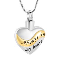 Heart Urn Necklace for Ashes for Women Cremation Jewelry"Always in My Heart" Keepsake Memorial Necklace for Ashes of Loved Ones