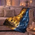 thumbnail image 6 of Two Wolves with Moon Circles and Dreamcatcher Feathers, Mystical Wildlife Motif for Wolf Lovers, Anniversary Gift, Soft Flannel Blanket for Cabin and Bedroom, Rustic Home Decor, 6 of 9