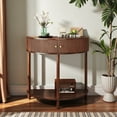 thumbnail image 2 of Tcbosik Half Moon Console Table with Storage, Small Sofa Table with Shelf and 2 Drawers, Narrow Entryway Table for Living Room, Hallway, Foyer, Brown, 2 of 6