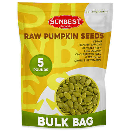 Raw Pumpkin Seeds – 5 Pound Bulk Bag by Sunbest Natural – Nutrient-Rich, Unsalted, Ready to Eat