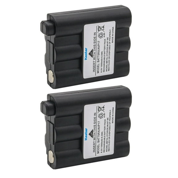 Kastar 2-Pack Rechargeable Ni-MH Battery 6.0V 1000mAh Compatible with Midland GXT-1000 GXT-1000G GXT-1000PS GXT-1000VP4 GXT-1000X3VP4 GXT-1030 GXT-1030VP4 GXT-1050 GXT-1050VP4 GXT-1091 2-Way Radio