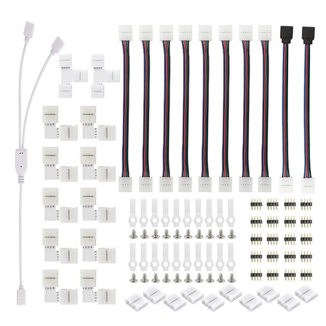 LED Light Home Automation Connector Kit for Strip 8 With 10mm Strip Fitting 4-Pin Types for 5050 LED Lighting 75PCS