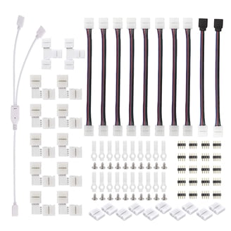 20-Pack 2-Pin 10mm Solderless LED Strip Connectors – Easy Twist-On Design For 12V/24V Single Color Tape Lights, Includes Storage Box
