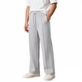 thumbnail image 6 of lnmuld Solid Kids Drawstring Wide Leg Sweatpants with Front Seam Detail Light Gray,11-12 Years, 6 of 7