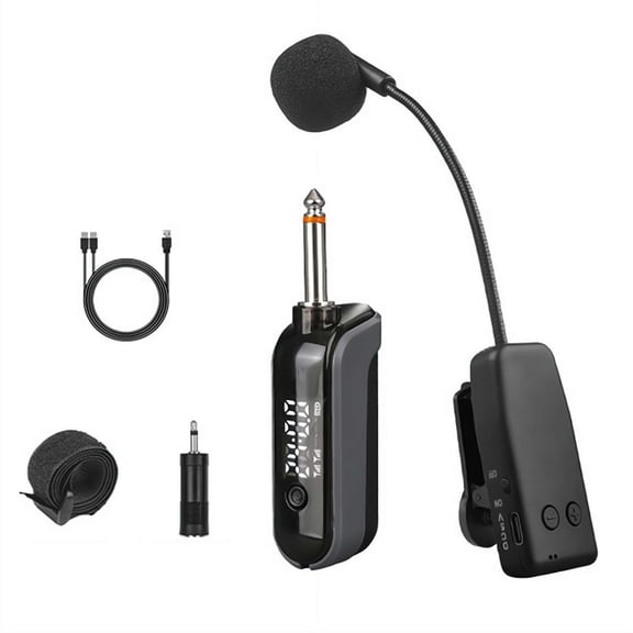 Wireless Saxophone Microphone System, Clip on Condenser Mic for Trumpet, Trombone, Saxofon, Most Brass Instruments