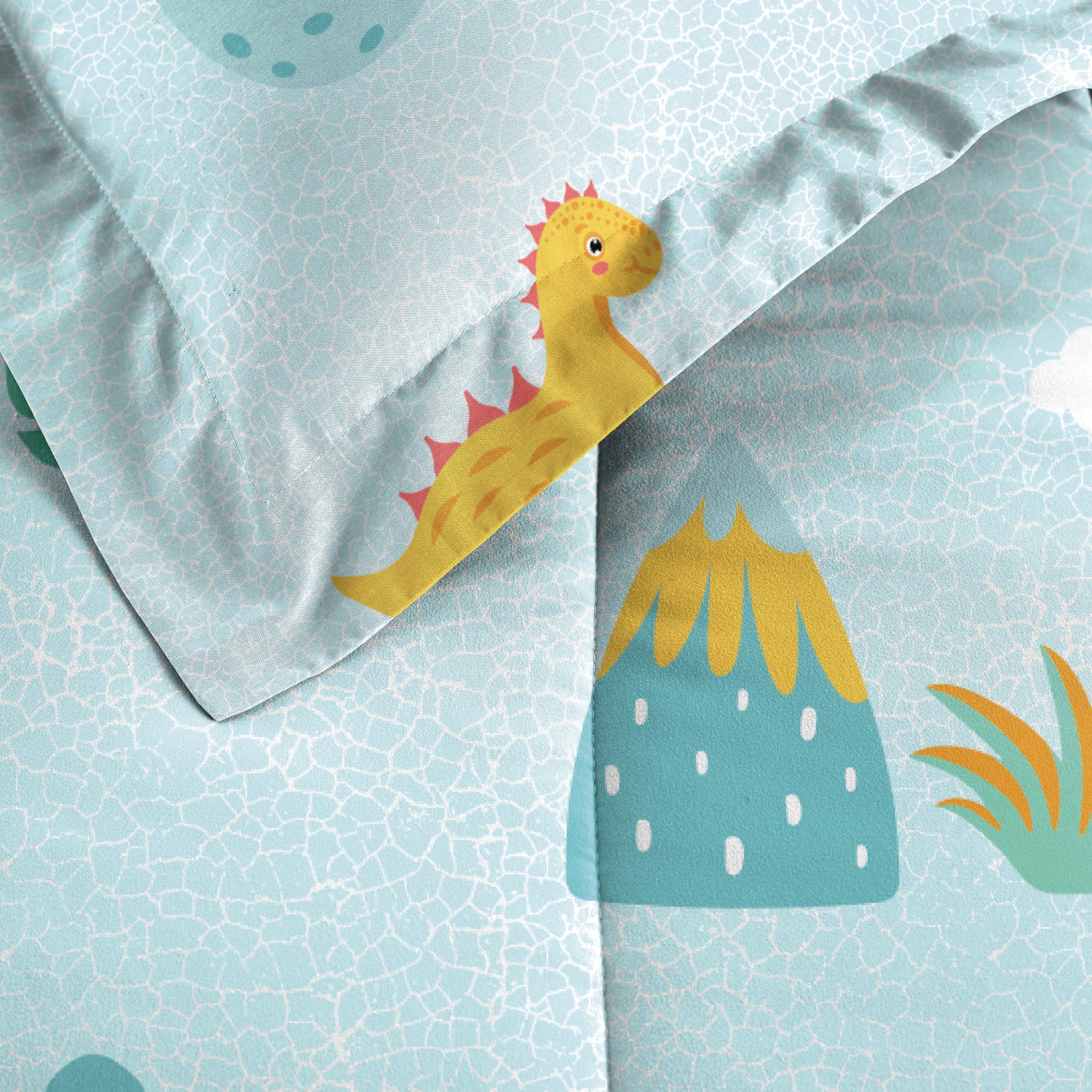 Dream Factory Sweet Dino Twin Bed in a Bag Blue, Microfiber, 100% Polyester Fill, Male, Child