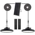 thumbnail image 1 of luces solares para exterior e interior, 100 lúmenes, 1200 lm, 3 modos de suspensión solar, panel solar ajustable, 4 niveles de brillo con control remoto, iluminación solar impermeable IP66, 1 of 2