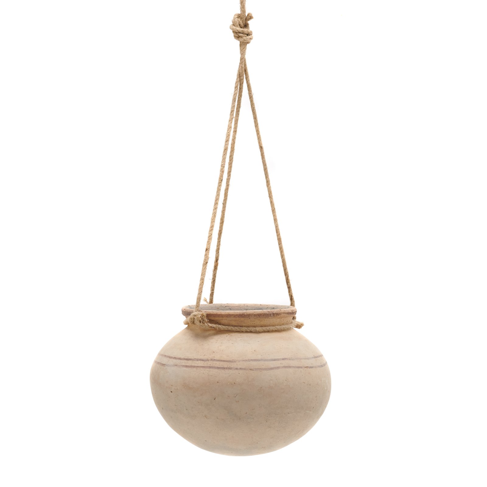 3R Studios Large Hanging Clay Pot with Jute Hanger