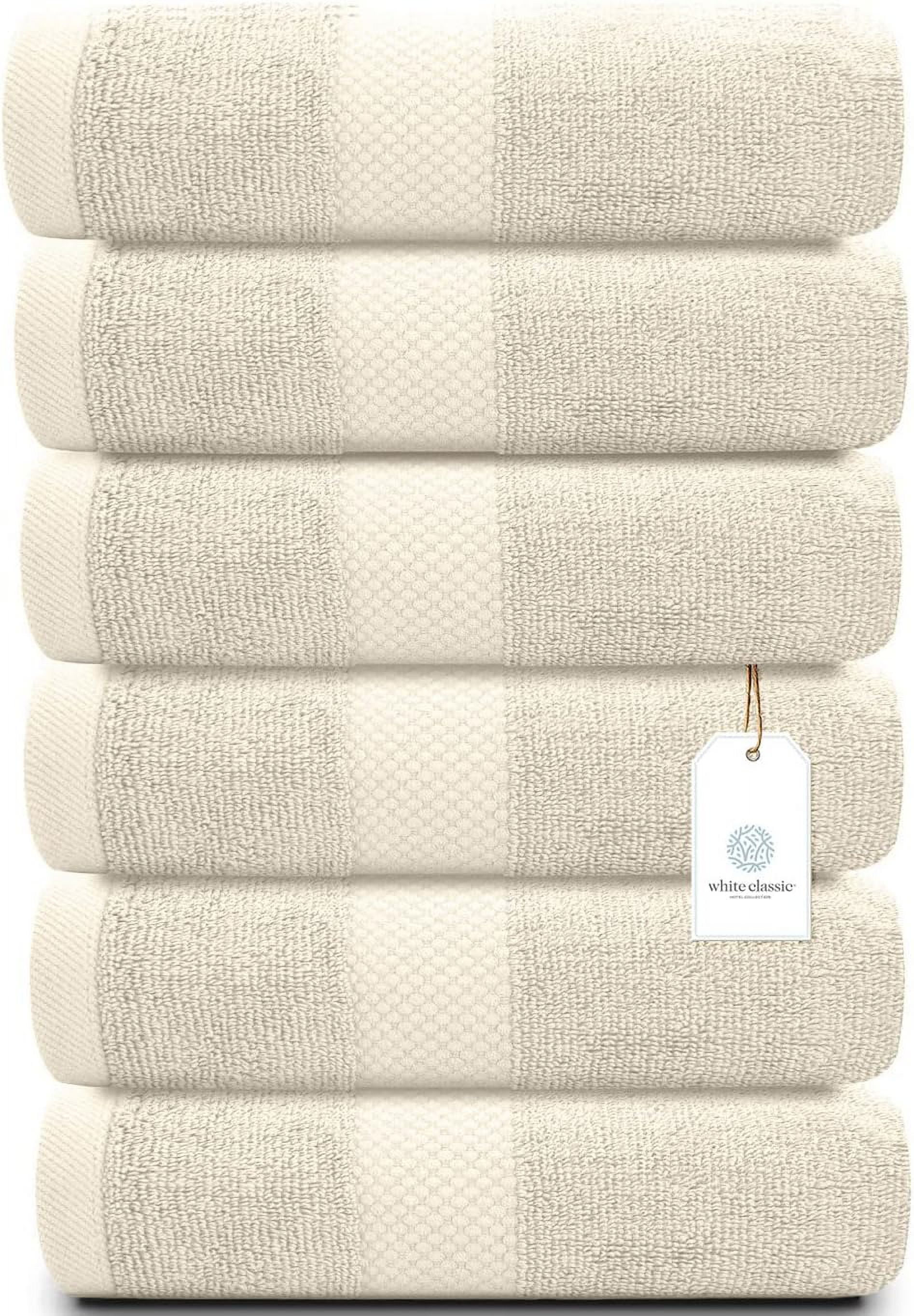Luxury White Hand Towels - Soft 100% Turkish Cotton | Highly Absorbent Hotel spa Bathroom Towel Collection | 16x30 Inch | Set of 6