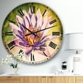 thumbnail image 3 of Designart 'Huge Purple Lotus on Green Background' Traditional wall clock, 3 of 3