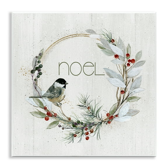 Stupell Industries Simple Noel Wreath Holiday Painting Unframed Art Prints Wall Art, 12 x 12