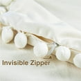 thumbnail image 4 of Fundas decorativas para cojines lumbares, 12 x 20 pulgadas, fundas de cojín sólidas de terciopelo con partículas suaves con pompones para sofá, dormitorio, automóvil, paquete de 2 Ormromra CZJJ-ZC11-15, 4 of 7