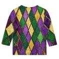 thumbnail image 3 of Riecok Mardi Gras Outfits for Kids Shirts Carnival Purple Gold 3/4 Sleeve Crew Neck Fashion Mardi Gras Shirts for Kids Mardi Gras Clothing 7 T Purple, 3 of 3
