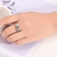 thumbnail image 3 of 6mm Stainless Steel Checkerboard Chess Pattern Wedding Band Biker Statement Ring, 3 of 5