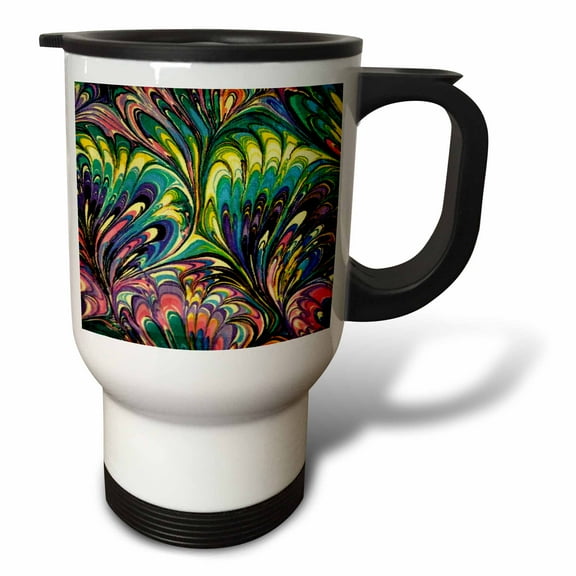 3drose, Peacock Feathers, 14oz Stainless Steel Travel Mug