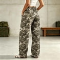 thumbnail image 5 of BaoFuBaoMei Camo Cargo Pants for Women Plus Size Wide Leg Drawstring High Waisted Trousers with Pockets Bottoms Hiking Streetwear, 5 of 7