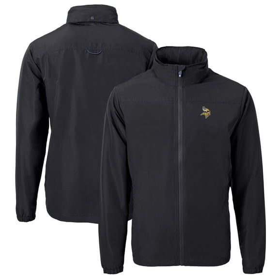 Men's Cutter & Buck  Black Minnesota Vikings  Big & Tall Charter Eco Knit Recycled Full-Zip Jacket