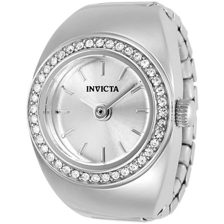 Invicta 48943 Women's Mini Angel Silver Dial Crystal Ring Watch