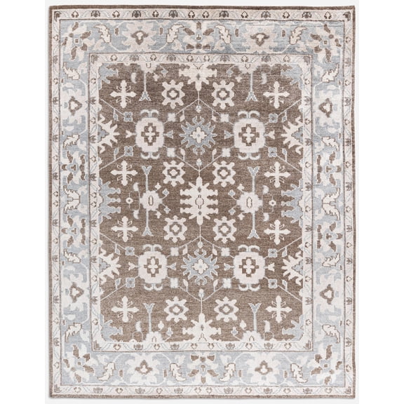 Neu Looms, Hand Knotted Trace Collection Area Rug - 8' x 10', Traditional Brown-Gray, Handmade 100% Viscose, Ideal for Living Room, Bedroom, Office