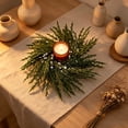 thumbnail image 5 of Linnome Christmas Floral Candle Ring Wreath Decor Table Centerpiece Garland for Dining Table Fireplace Party Holiday Tabletop Ornament 10.24x10.24x1.97in, 5 of 6