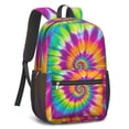 thumbnail image 2 of Pink and Yellow Tie Dye Pattern 17" School Backpacks for Teens,Waterproof Oxford Fabric,S-Shape Padded Straps for School,Travel,Hiking,Camping, 2 of 6