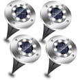 thumbnail image 1 of Juego de 4 luces solares para jardín, 8 luces LED de suelo, IP44 a prueba de agua, alimentadas por energía solar, luces de paisaje para exteriores para caminos de jardín, luz diurna, 1 of 5