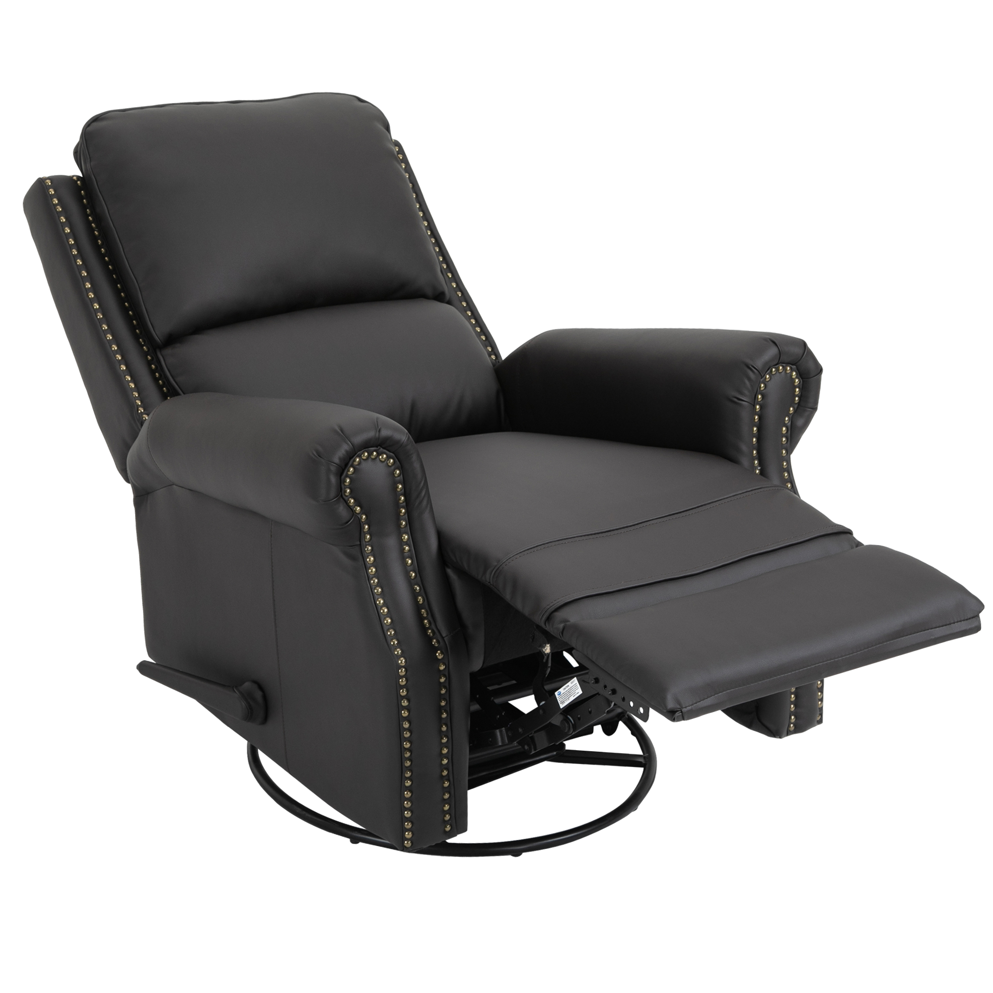 Manual Recliner Chair 360° Swivel Rocking Armchair Sofa with PU