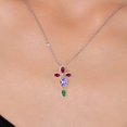 thumbnail image 3 of Cross Necklace for Women in 925 Silver and 10K Yellow Gold with Tanzanite and Created Ruby and Nano Emerald | 1.63 Cttw | Jesus Christian Religious Crucifix | Marquise 8X4MM | With 18 inch Chain, 3 of 6
