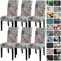 Dining Room Chair Covers Set of 6,Printed Pattern Parsons Chair Slipcovers Removable Washable Kitchen Seat Dining Chairs Protector Cover for Home or Party