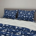 thumbnail image 2 of Navy Blue Comforter & Sham Bedding Set, Sailboat Vertical Stripe Pattern Anchor Fishes Gulls Paint Effect Nautical Theme, 3 pcs Duvet Set Microfiber Filling Quilt, 5 Sizes, Blue White, by Ambesonne, 2 of 4