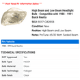 thumbnail image 2 of High Beam and Low Beam Headlight Bulb - Compatible with 1988 - 1991 Buick Reatta 1989 1990, 2 of 2