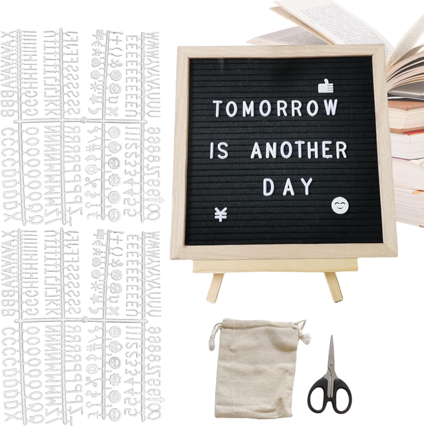Felt Letter Board, 9.84x9.84 Inch Changeable Message Board, with 340 Letters, Numbers & Symbols for Classroom, Hospital, Café, Wedding, Home, Birthday Display
