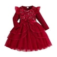 thumbnail image 1 of Nmnitkp Robe en Tulle pour Filles Tout-Petits Été Manches à Volants Robe Tutu Princesse Fête Décontractée à Étages 3-9 Ans, 1 of 5